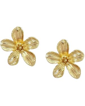 Maison De Gala Textured Flower Statement Stud Earrings - Metallic