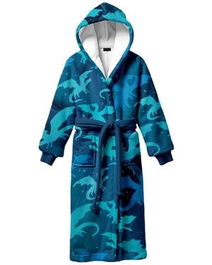 Aloha From Deer Dragons Sherpa Bathrobe - Blue