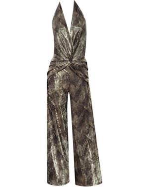 Me & Thee Neutrals Not On Your Nelly Bronze Metallic Jumpsuit - Grey