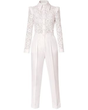 AGGI by HALEWSKI Aylin Aesthetic Lace Top Jumpsuit - White