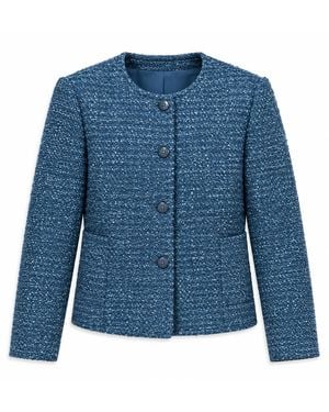 Stovaria Handwoven Textured Wool Winter Jacket - Blue