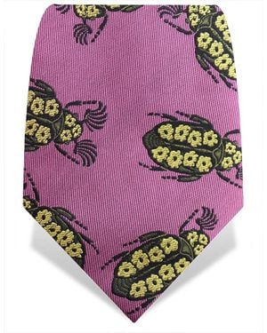 Gresham Blake Floral Bugs Silk Tie - Pink