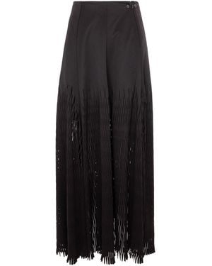 Silvia Serban Long Laser Cut Panelled Skirt - Black