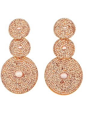 Crystals and Co Large Peach Three Drop Earrings - Natural