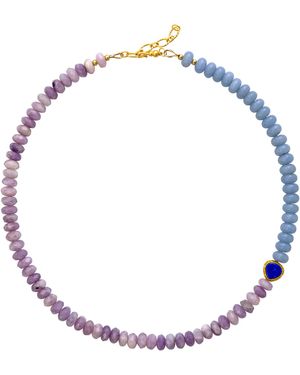 Bombyx House Kunzite Aquamarine Lapis Colour Block Necklace - Metallic