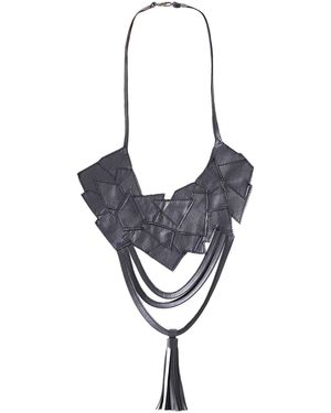 Metamorph Oversize Genuine Leather Necklace - Blue