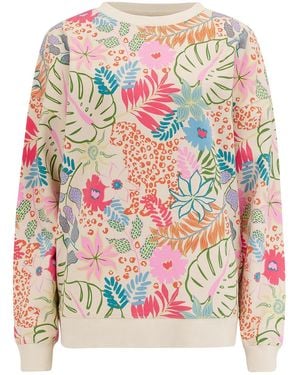 Sugarhill Eadie Relaxed Sweatshirt Off, Multi, Painted Jungle - Pink