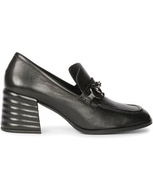 Saint G. Nappa Leather Heeled Horsebit Loafers - Black