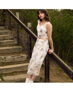 Italia A Collection Neutrals Wrap Pencil Skirt & Scoop Tank Top Set - Natural