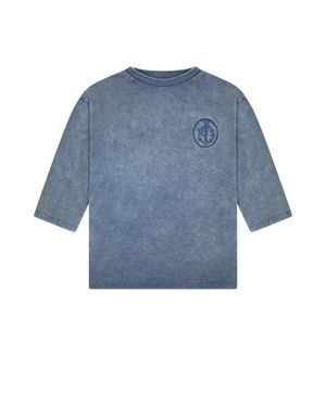 Rave on Trend Anchor Crest Oversized Tee - Blue