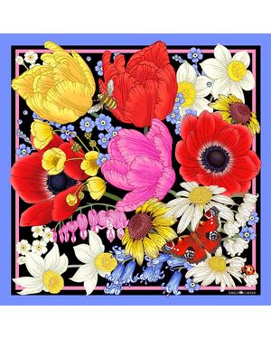 Emily Carter The Tulip & Daffodil Silk Scarf - Pink