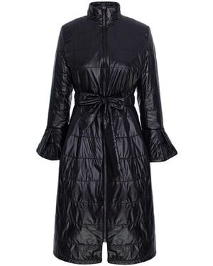 concept A trois Quilted Midi Jacket With Collar & Drawstring - Black