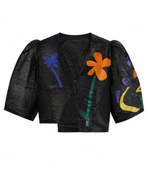 Miro Misljen Silk Printed Bolero - Black