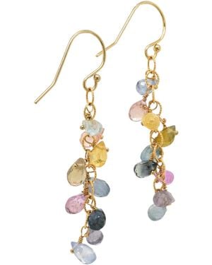 Lori Kaplan Design Multi Sapphire Chain Dangle Earrings - Metallic