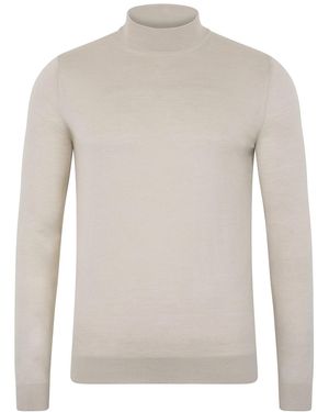 Paul James Knitwear Neutrals Superfine Riccardo Merino Silk Mock Turtle Neck Jumper - Grey