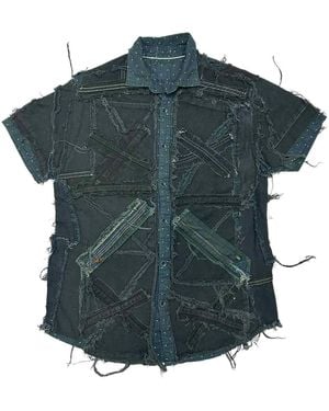Zasta Studio Shred Couture Denim Shirt New - Green