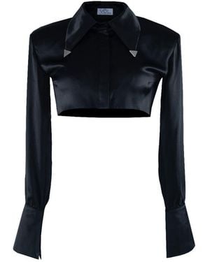 Vestiaire d'un Oiseau Libre Cropped Shirt With Collar Tips - Black