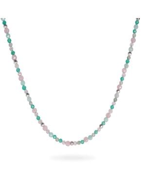 Zohreh Pastel Semi-Precious Beaded Necklace Sterling - Metallic