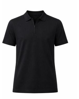 Nuvv Collection Zip-Neck Polo – Lightweight Knit – Rayon Blend - Black