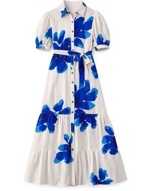 Yumi' Scattered Floral Shirt Dress - Blue