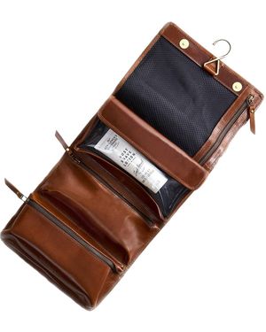 VIDA VIDA Hanging Tan Leather Wash Bag - Brown