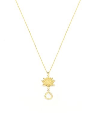 Seven Saints Goddess Lotus Necklace, Over Sterling With Moonstone - Metallic
