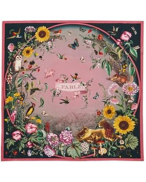 Fable England Circe Narrative Silk Blend Square Scarf - Pink