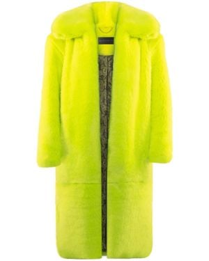VASEGHIA Xanthe Vegan Faux Fur Long Coat - Yellow