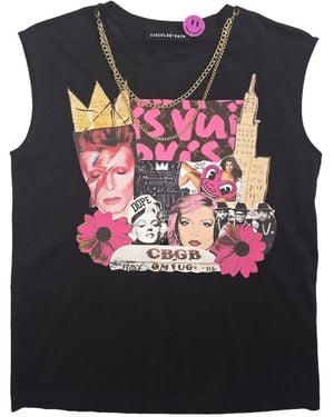 Circular Path X Love Tara Sleeveless Round Neck Necklace T-Shirt - Black