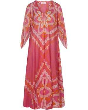 La Mandarine Kaftan Dress, Luxury Beach Kaftan, Floaty Summer Maxi Dress Ibiza - Red