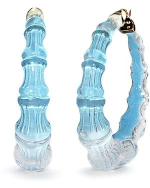 Gold & Honey Bamboo Illusion Hoop Earrings - Blue