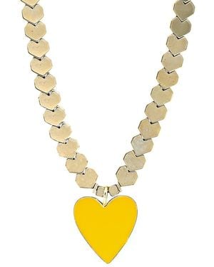 Ebru Jewelry Happy Heart Beaded Necklace - Metallic
