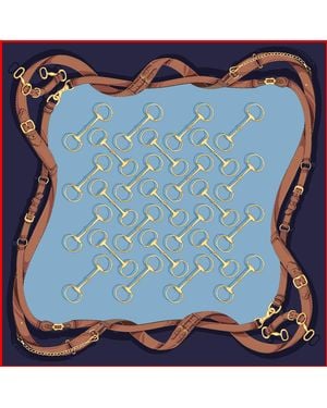 Lazyjack Press Off To The Races Italian Silk Scarf - Blue