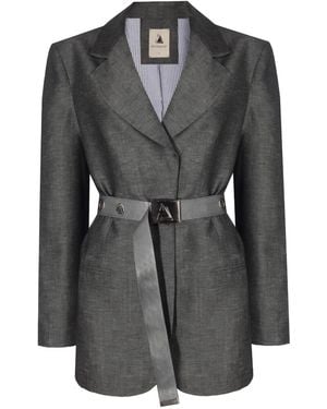 Mirimalist Janset Linen Blazer - Grey