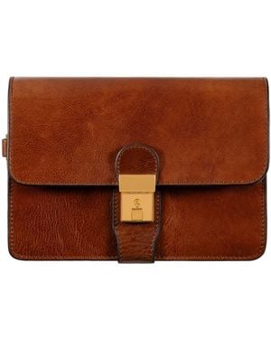 Time Resistance Cognac Leather Clutch Purse - Brown