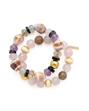 Jaredjamin Iris Gemstone & Marine Shell Bracelet Set - Pink