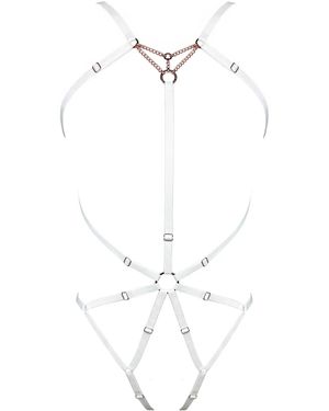 MONIQUE MORIN LINGERIE Frisson Body Harness Crystal - White