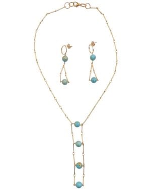 Way to Chic Fine Jade Necklace & Earrings Set - Metallic