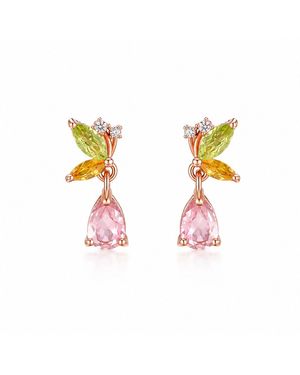 Ormiro Fairy Wings Tourmaline Gemstone Stud Earrings - Metallic