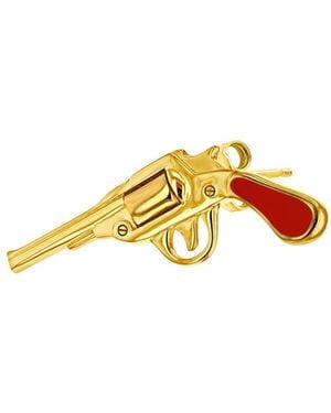 True Rocks 18Kt Plated & Enamel Retro Pistol Stud - Red