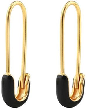 Kris Nations Safety Pin Enamel Hoop Earrings - Metallic