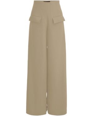 Layo G Neutrals Stretch Wide-Leg Dress Trousers — Caramel Tan - Natural