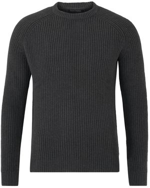 Paul James Knitwear Heavyweight Cotton Clark Fisherman Rib Knit Jumper - Black
