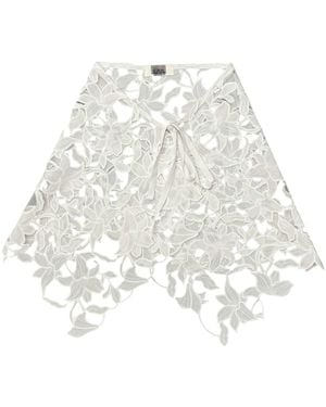 London Atelier Byproduct Floral Lace Wrap Tie Apron Skirt - White