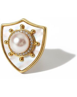 Ninemoo Guardian Pearl Brooch - Metallic