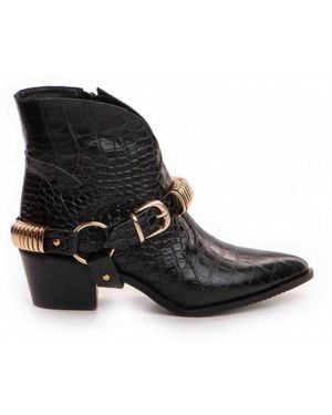 The 5Th Element Bronx Western Boots – Croco Leather - Black
