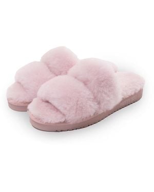 Pretty You London Sheepskin Slider Slipper Jinx In Rose - Pink