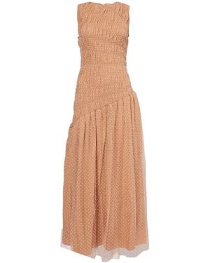 Amy Lynn Neutrals Julia Smocked Polka Dot Maxi Dress - Brown
