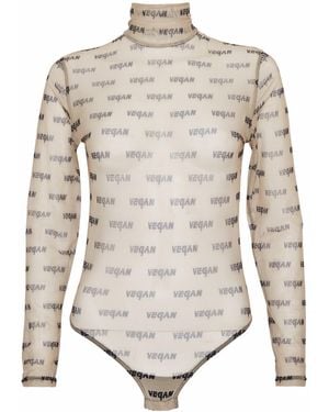 Sarah Regensburger Vegan Mesh Bodysuit - White