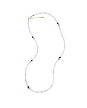 Farra Versatile Freshwater Pearls With Gemstone Long Necklace - Metallic